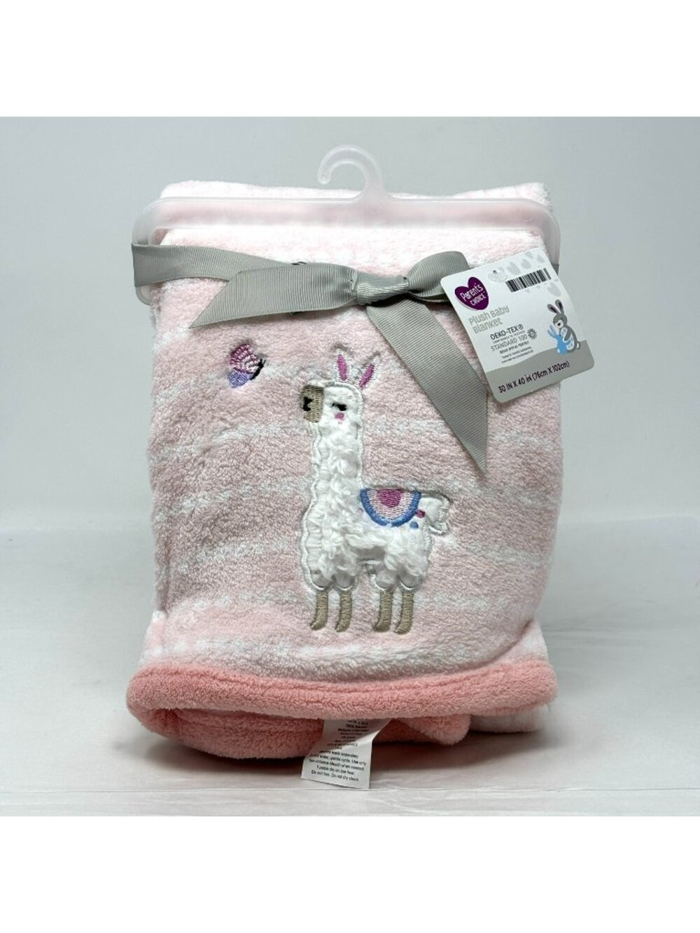 PARENTS CHOICE Pink White Llama Plush Baby Blanket Alpaca